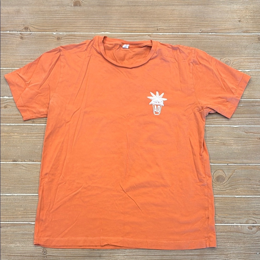 Vibrant Orange Adam Doleac Short Sleeve Tee with Palm Graphic